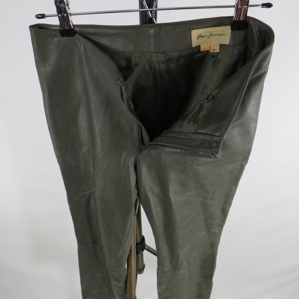 Rem Garson Olive Leather Pants